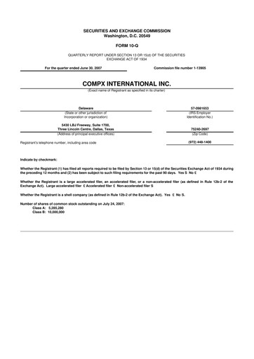 Thumbnail CompX International 10-Q Quarterly Report FY 
