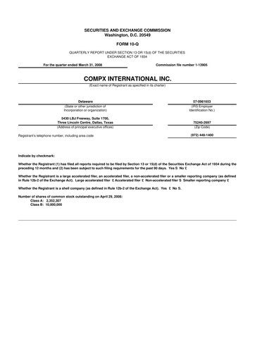 Thumbnail CompX International 10-Q Quarterly Report FY 