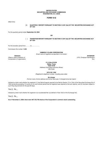 Thumbnail Kimberly-Clark 10-Q Quarterly Report FY 