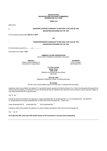 Thumbnail Kimberly-Clark 10-Q Quarterly Report FY 