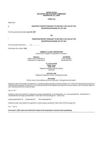 Thumbnail Kimberly-Clark 10-Q Quarterly Report FY 