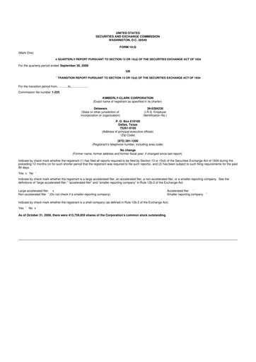 Thumbnail Kimberly-Clark 10-Q Quarterly Report FY 
