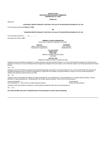 Thumbnail Kimberly-Clark 10-Q Quarterly Report FY 