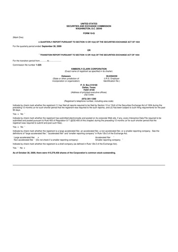 Thumbnail Kimberly-Clark 10-Q Quarterly Report FY 