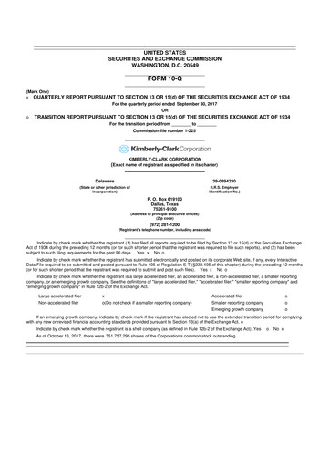 Thumbnail Kimberly-Clark 10-Q Quarterly Report FY2017 