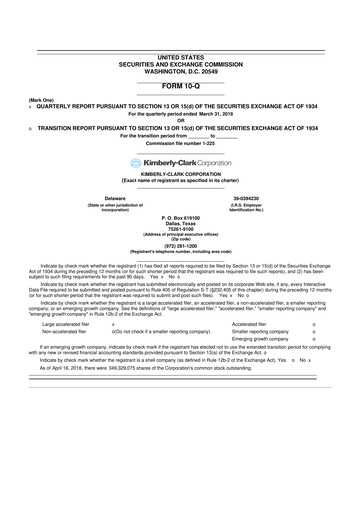 Thumbnail Kimberly-Clark 10-Q Quarterly Report FY2018 