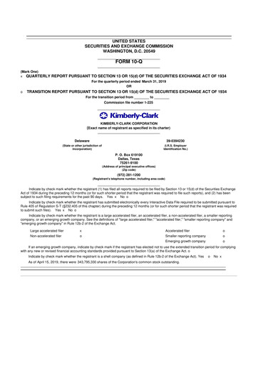 Thumbnail Kimberly-Clark 10-Q Quarterly Report FY2019 