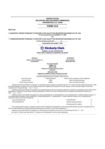 Thumbnail Kimberly-Clark 10-Q Quarterly Report FY2020 