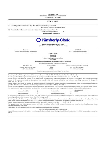 Thumbnail Kimberly-Clark 10-K Annual Report 2020