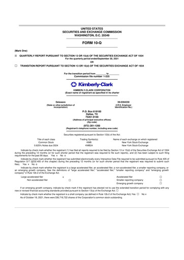 Thumbnail Kimberly-Clark 10-Q Quarterly Report FY2021 