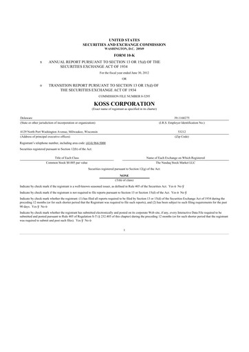 Thumbnail Koss 10-K Annual Report 2012