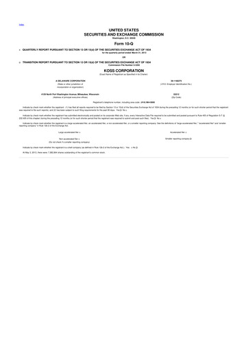 Thumbnail Koss 10-Q Quarterly Report FY2013 