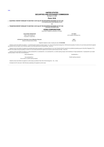 Thumbnail Koss 10-Q Quarterly Report FY2014 