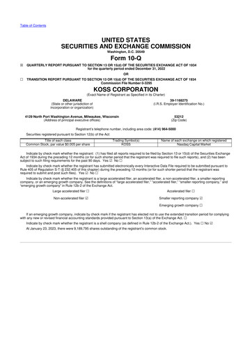 Thumbnail Koss 10-Q Quarterly Report FY2023 