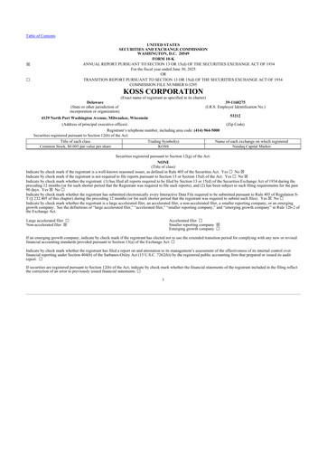 Thumbnail Koss 10-K Annual Report 2025