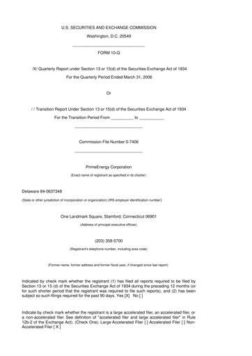 Thumbnail PrimeEnergy Resources 10-Q Quarterly Report FY 