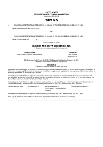 Thumbnail Kulicke and Soffa Industries 10-Q Quarterly Report FY2014 