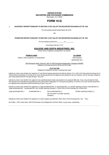 Thumbnail Kulicke and Soffa Industries 10-Q Quarterly Report FY2015 