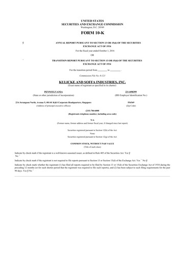 Thumbnail Kulicke and Soffa Industries 10-K Annual Report 2016