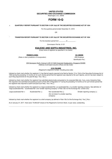 Thumbnail Kulicke and Soffa Industries 10-Q Quarterly Report FY2017 