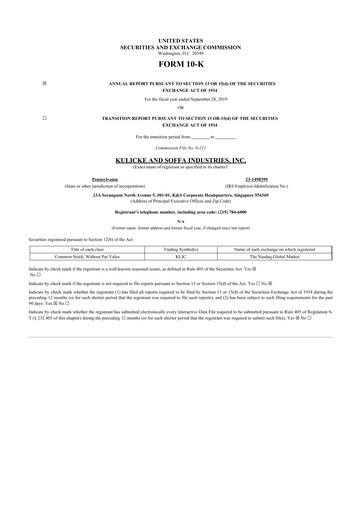 Thumbnail Kulicke and Soffa Industries 10-K Annual Report 2019