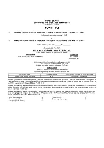 Thumbnail Kulicke and Soffa Industries 10-Q Quarterly Report FY2023 