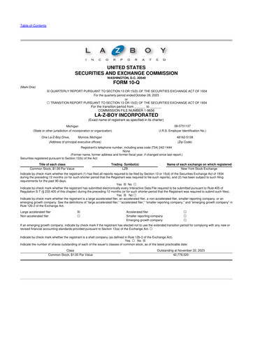 Thumbnail La-Z-Boy
 10-Q Quarterly Report FY2024 