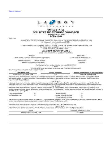 Thumbnail La-Z-Boy
 10-Q Quarterly Report FY2024 