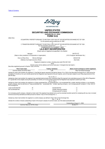 Thumbnail La-Z-Boy
 10-Q Quarterly Report FY2027 