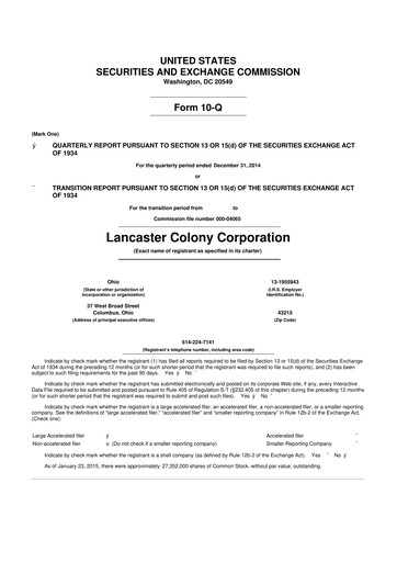 Thumbnail The Marzetti Company 10-Q Quarterly Report FY2015 