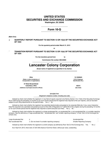 Thumbnail The Marzetti Company 10-Q Quarterly Report FY2015 