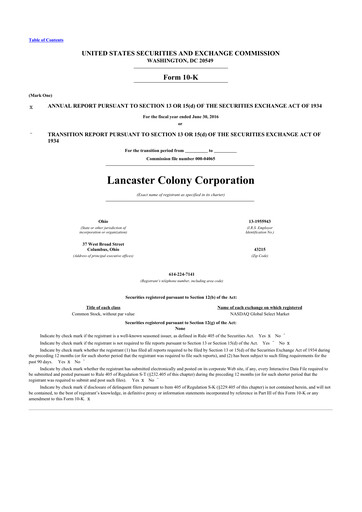 Thumbnail The Marzetti Company 10-K Annual Report 2016