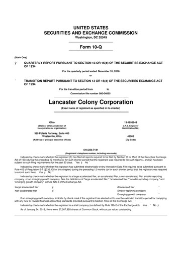 Thumbnail The Marzetti Company 10-Q Quarterly Report FY2019 
