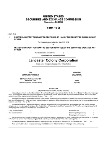 Thumbnail The Marzetti Company 10-Q Quarterly Report FY2019 