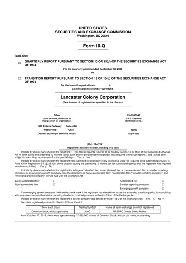 Thumbnail The Marzetti Company 10-Q Quarterly Report FY2020 