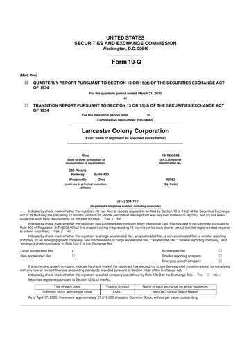 Thumbnail The Marzetti Company 10-Q Quarterly Report FY2020 