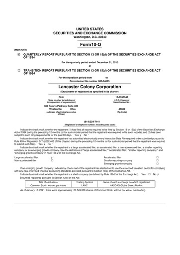 Thumbnail The Marzetti Company 10-Q Quarterly Report FY2021 