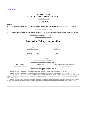 Thumbnail The Marzetti Company 10-K Annual Report 2023