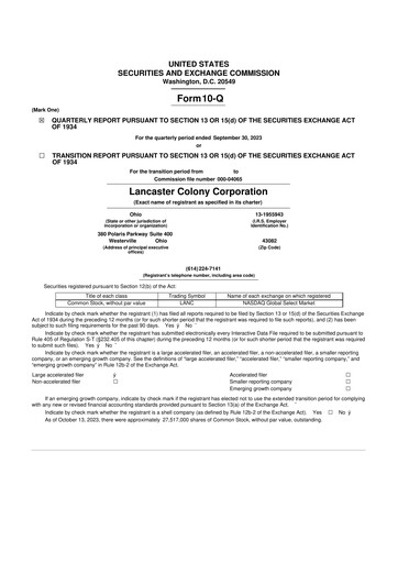 Thumbnail The Marzetti Company 10-Q Quarterly Report FY2024 