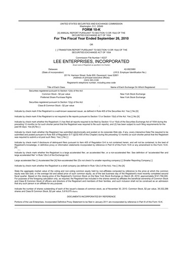 Thumbnail Lee Enterprises
 10-K Annual Report 