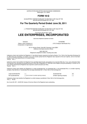 Thumbnail Lee Enterprises
 10-Q Quarterly Report FY2011 