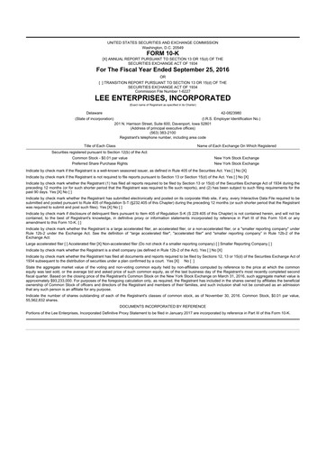 Thumbnail Lee Enterprises
 10-K Annual Report 2016