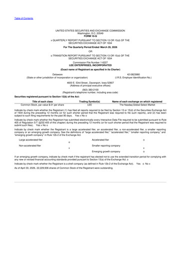 Thumbnail Lee Enterprises
 10-Q Quarterly Report FY2026 