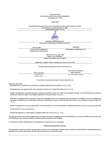 Thumbnail Kronos Worldwide 10-K Annual Report 