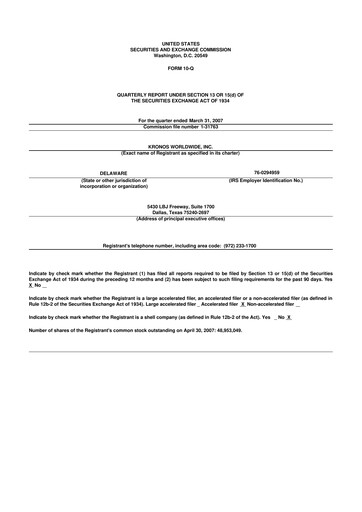 Thumbnail Kronos Worldwide 10-Q Quarterly Report FY 