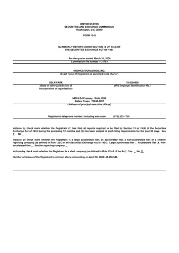 Thumbnail Kronos Worldwide 10-Q Quarterly Report FY 
