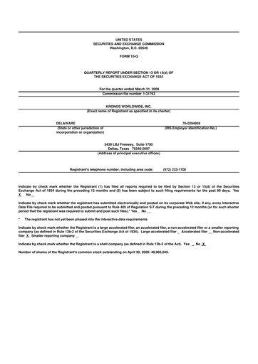 Thumbnail Kronos Worldwide 10-Q Quarterly Report FY 