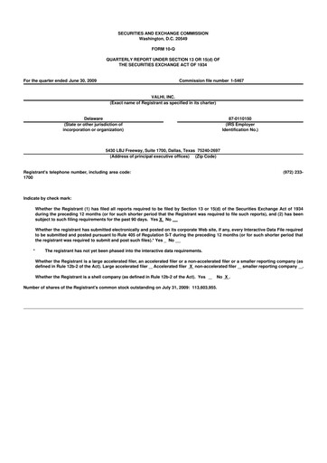 Thumbnail Valhi 10-Q Quarterly Report FY 