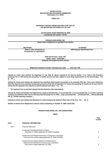 Thumbnail Kronos Worldwide 10-Q Quarterly Report FY 