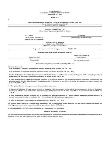 Thumbnail Kronos Worldwide 10-K Annual Report 